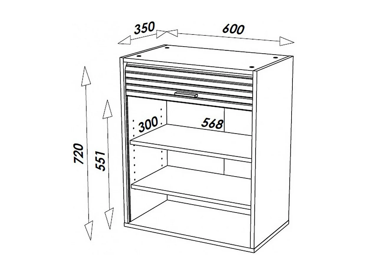 Meuble mural de cuisine chêne clair à rideau imprimé gris Couna L 60 x H 72cm