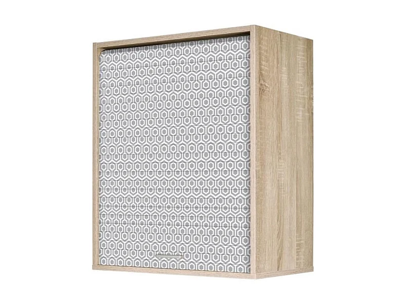 Meuble mural de cuisine chêne clair à rideau imprimé gris Couna L 60 x H 72cm