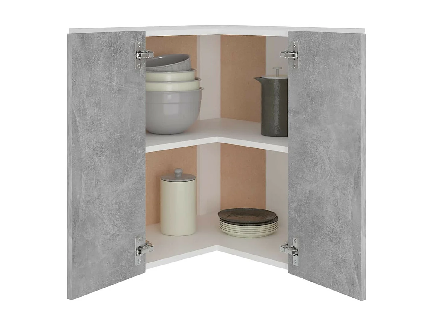 Armoire d'angle suspendue Gris béton 57x57x60