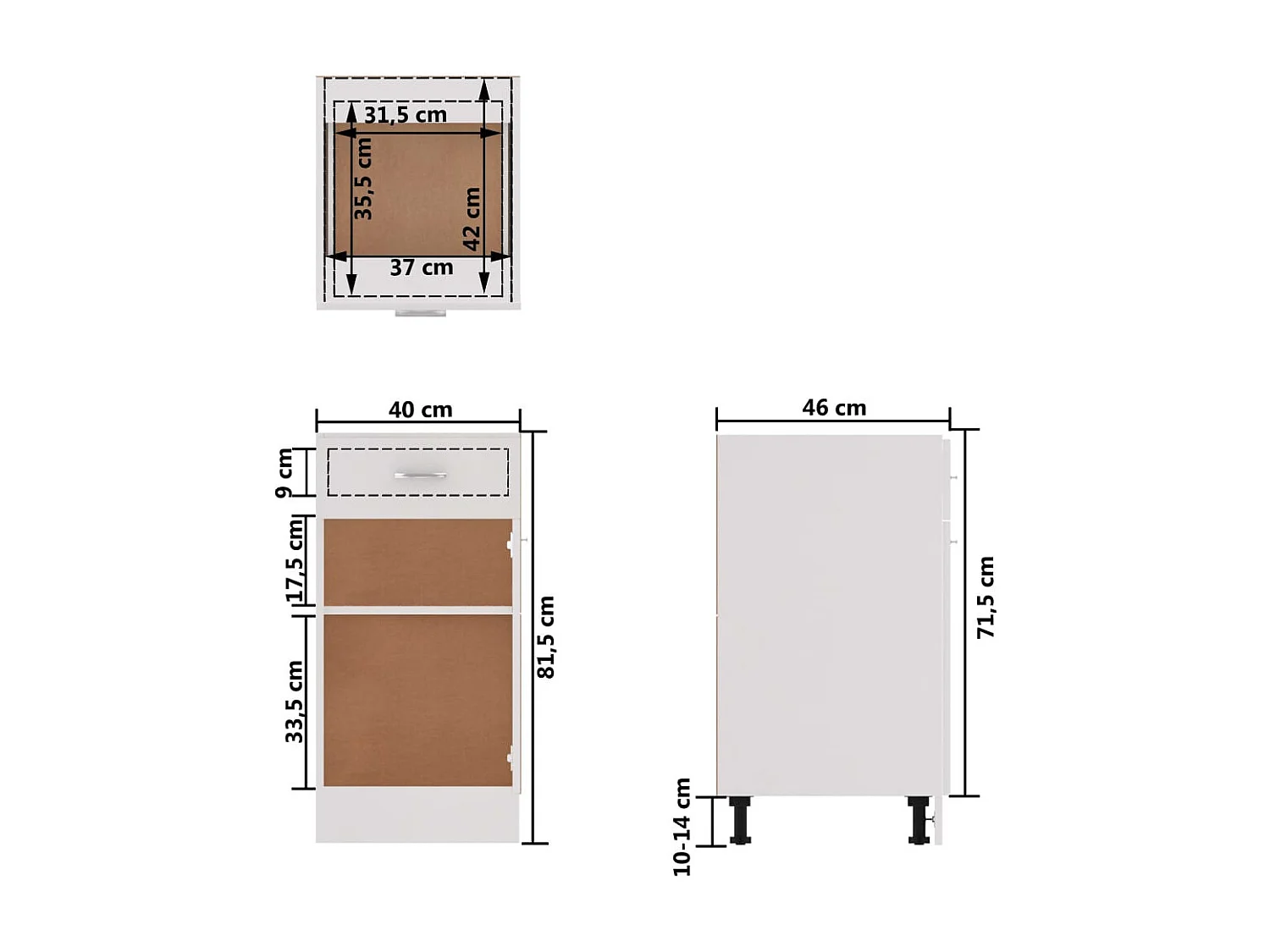 Meuble bas de cuisine Blanc 40x46x81,5