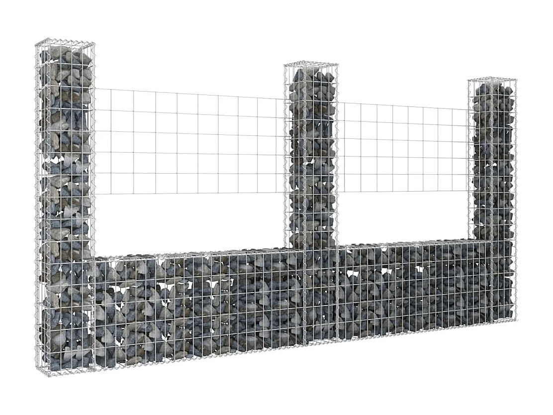 Panier de gabion en forme de U avec 3 poteaux Fer 260x20x150