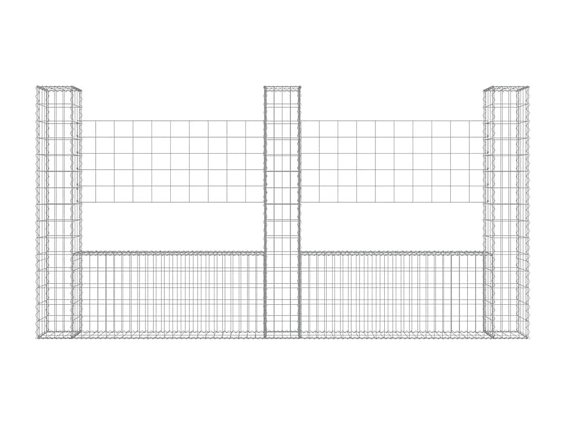 Panier de gabion en forme de U avec 3 poteaux Fer 260x20x150