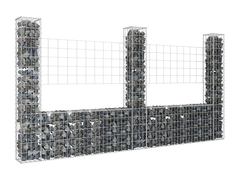 Panier de gabion en forme de U avec 3 poteaux Fer 260x20x150