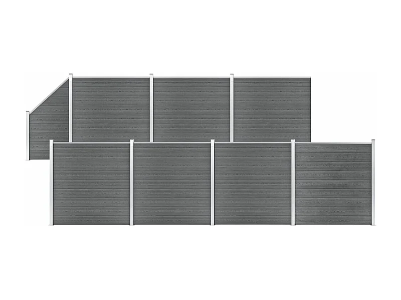 Ensemble de clôture WPC 7 Carré + 1 Incliné 1311x186 Gris