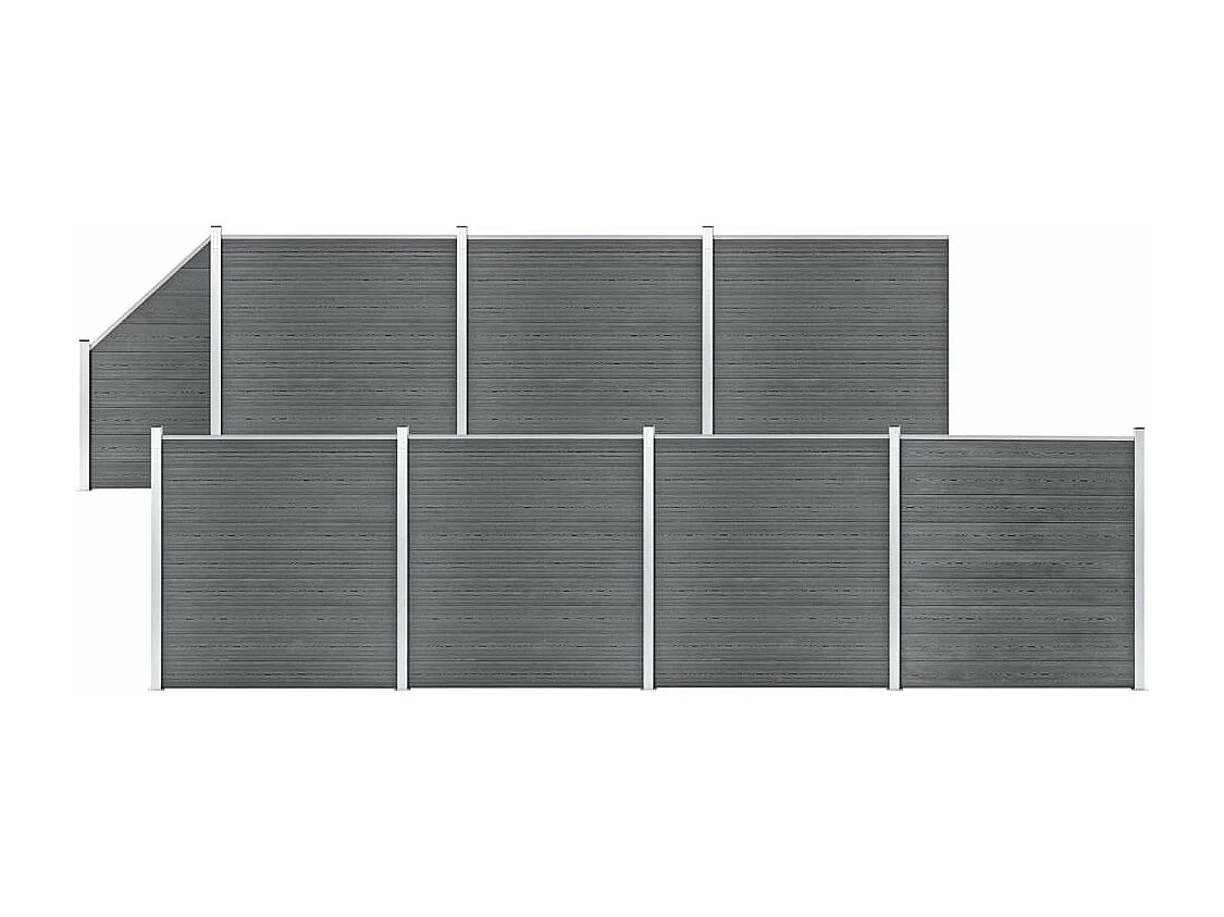 Ensemble de clôture WPC 7 Carré + 1 Incliné 1311x186 Gris