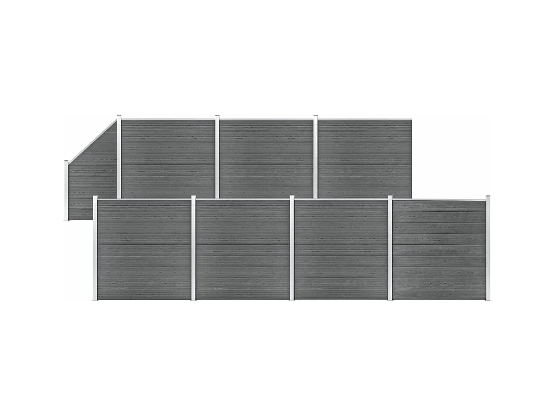 Ensemble de clôture WPC 7 Carré + 1 Incliné 1311x186 Gris