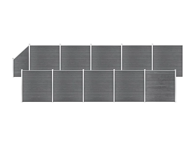 Ensemble de clôture WPC 10 Carré + 1 Incliné 1830x186 Gris