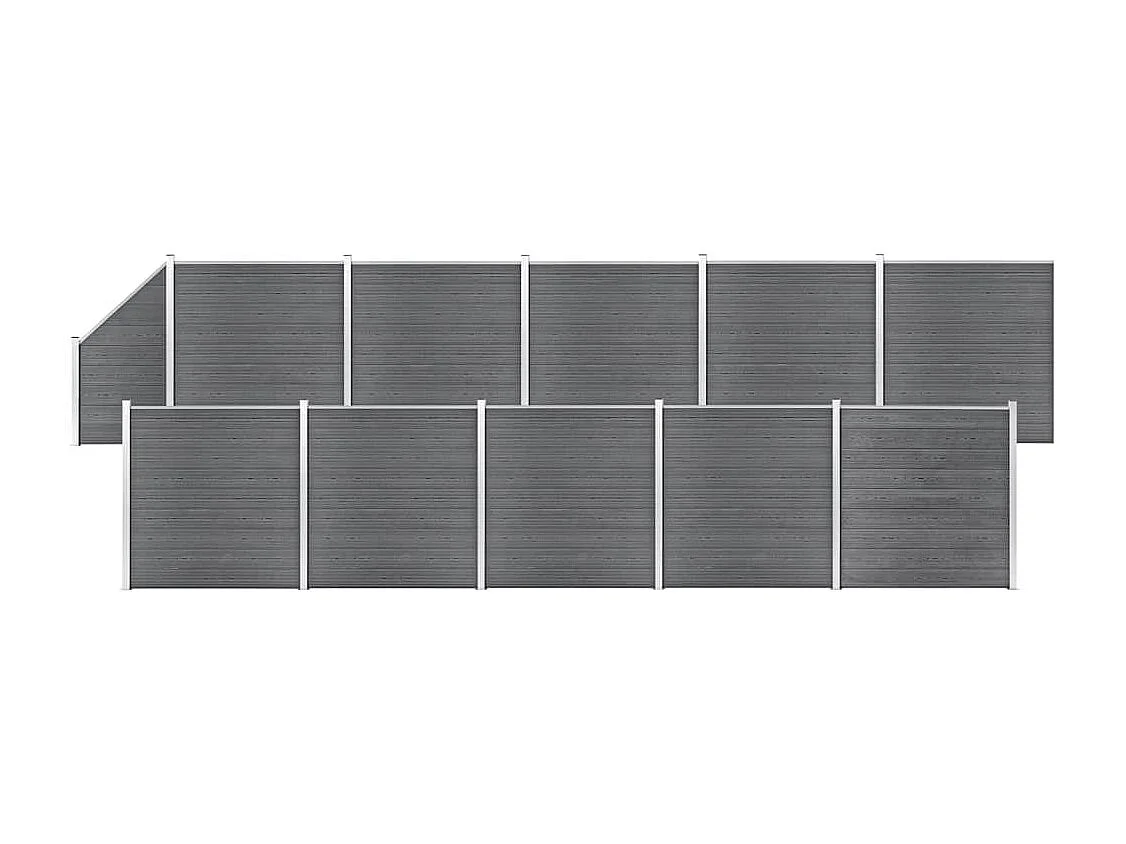 Ensemble de clôture WPC 10 Carré + 1 Incliné 1830x186 Gris