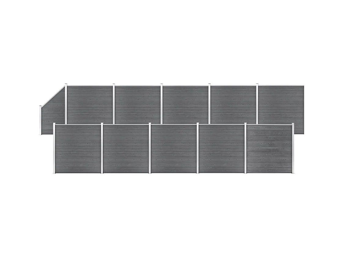 Ensemble de clôture WPC 10 Carré + 1 Incliné 1830x186 Gris