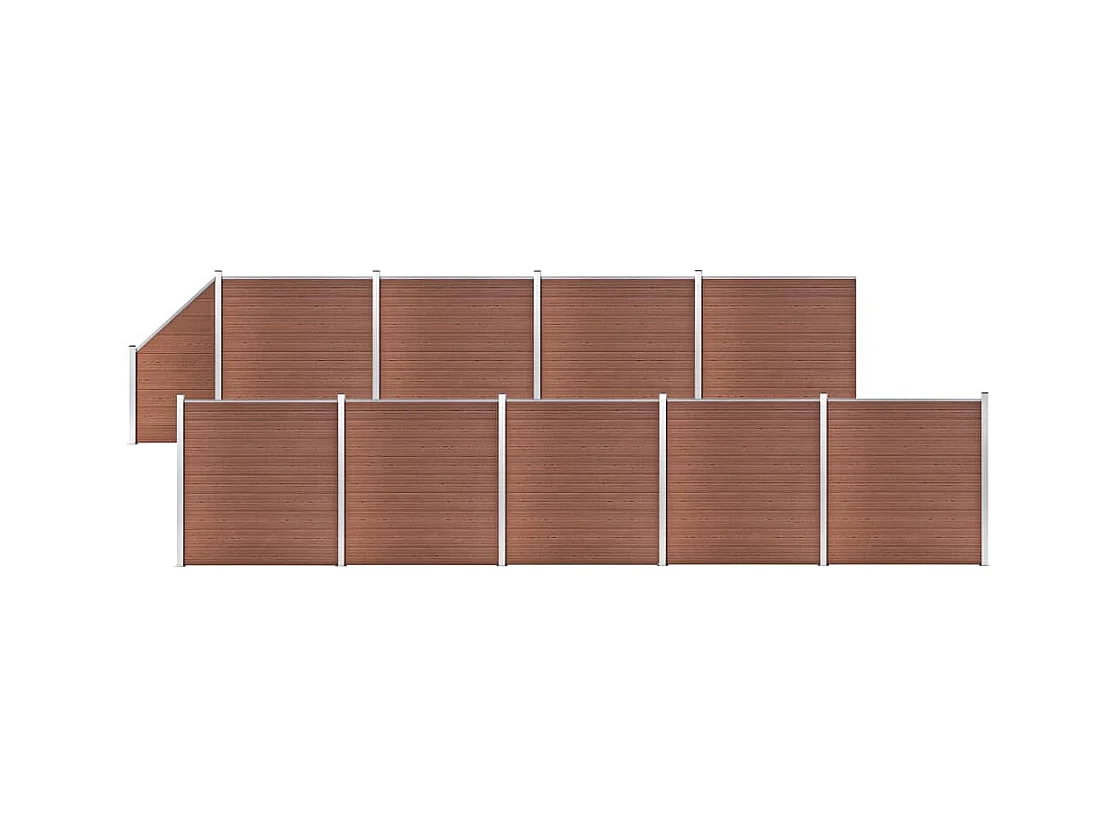 Ensemble de clôture WPC 9 Carré + 1 Incliné 1657x186 Marron