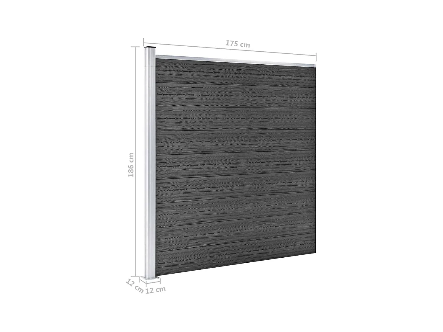 Schuttingpaneel 175x186 cm HKC zwart