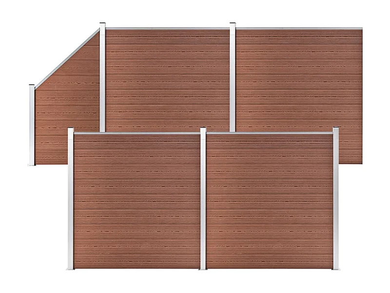 Ensemble de clôture WPC 4 Carré + 1 Incliné 792x186 Marron