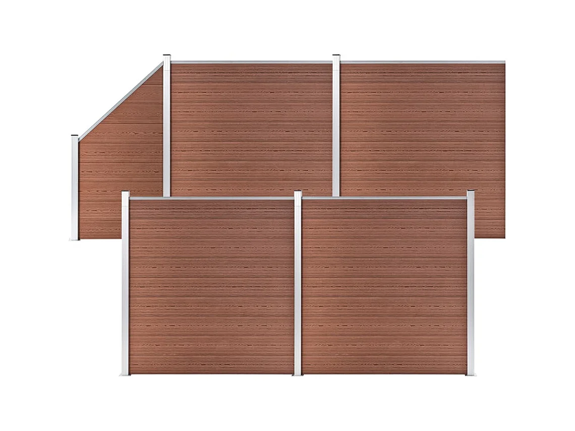 Ensemble de clôture WPC 4 Carré + 1 Incliné 792x186 Marron