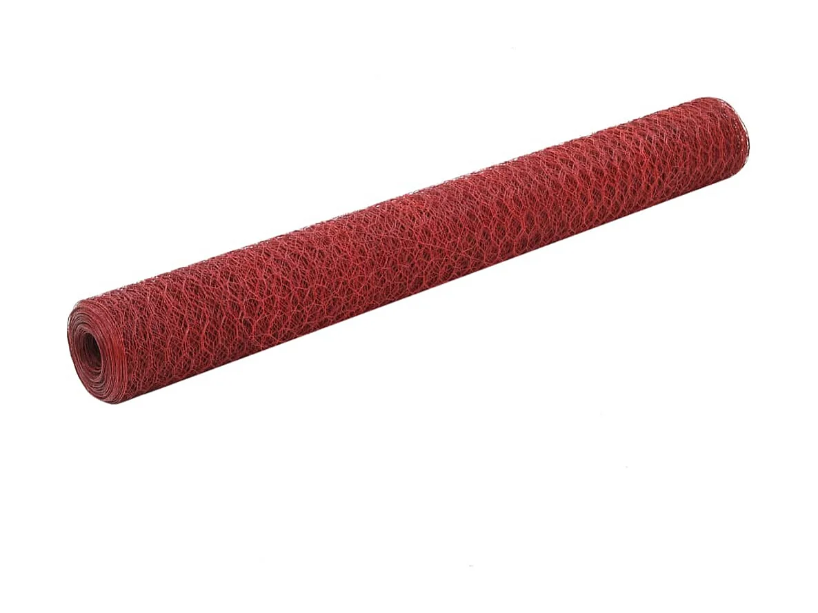 Grillage Acier avec revêtement en PVC 25x1,2 m Rouge