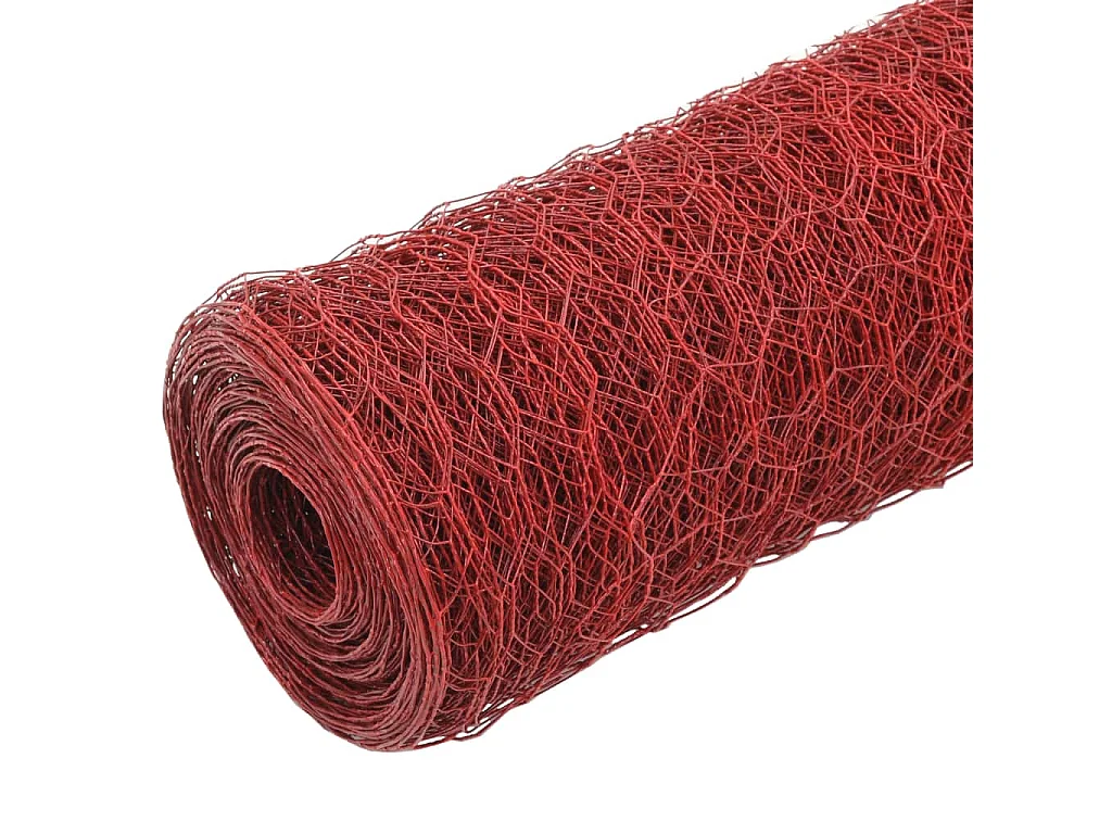 Grillage Acier avec revêtement en PVC 25x1,2 m Rouge