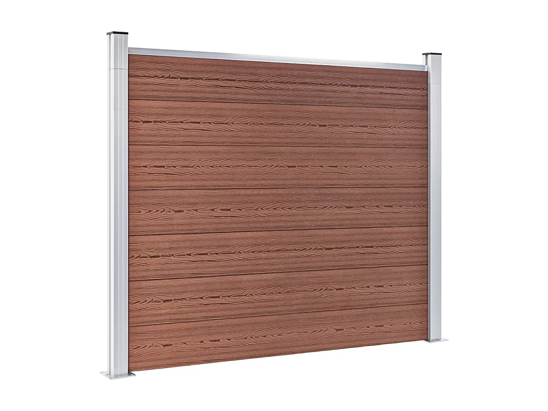 Ensemble de panneau de clôture WPC 353x146 Marron