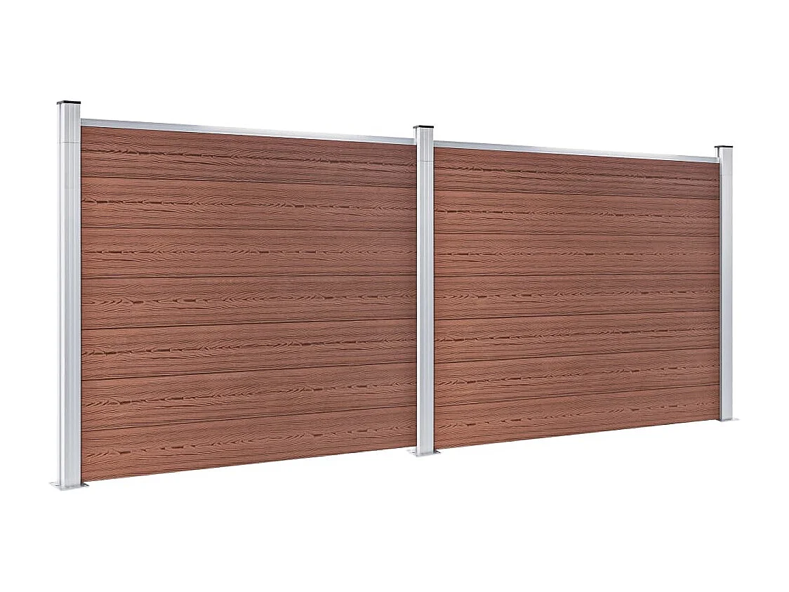 Ensemble de panneau de clôture WPC 353x146 Marron