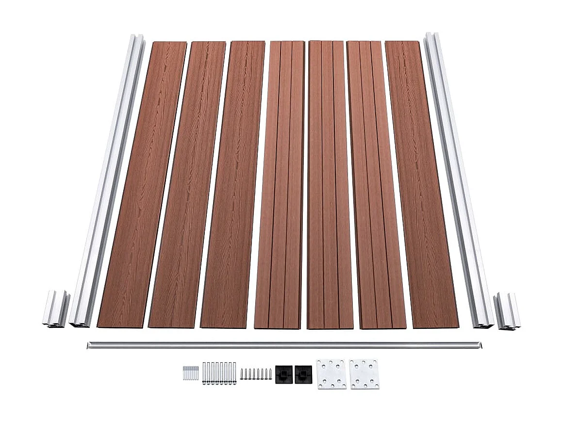 Ensemble de panneau de clôture WPC 353x146 Marron
