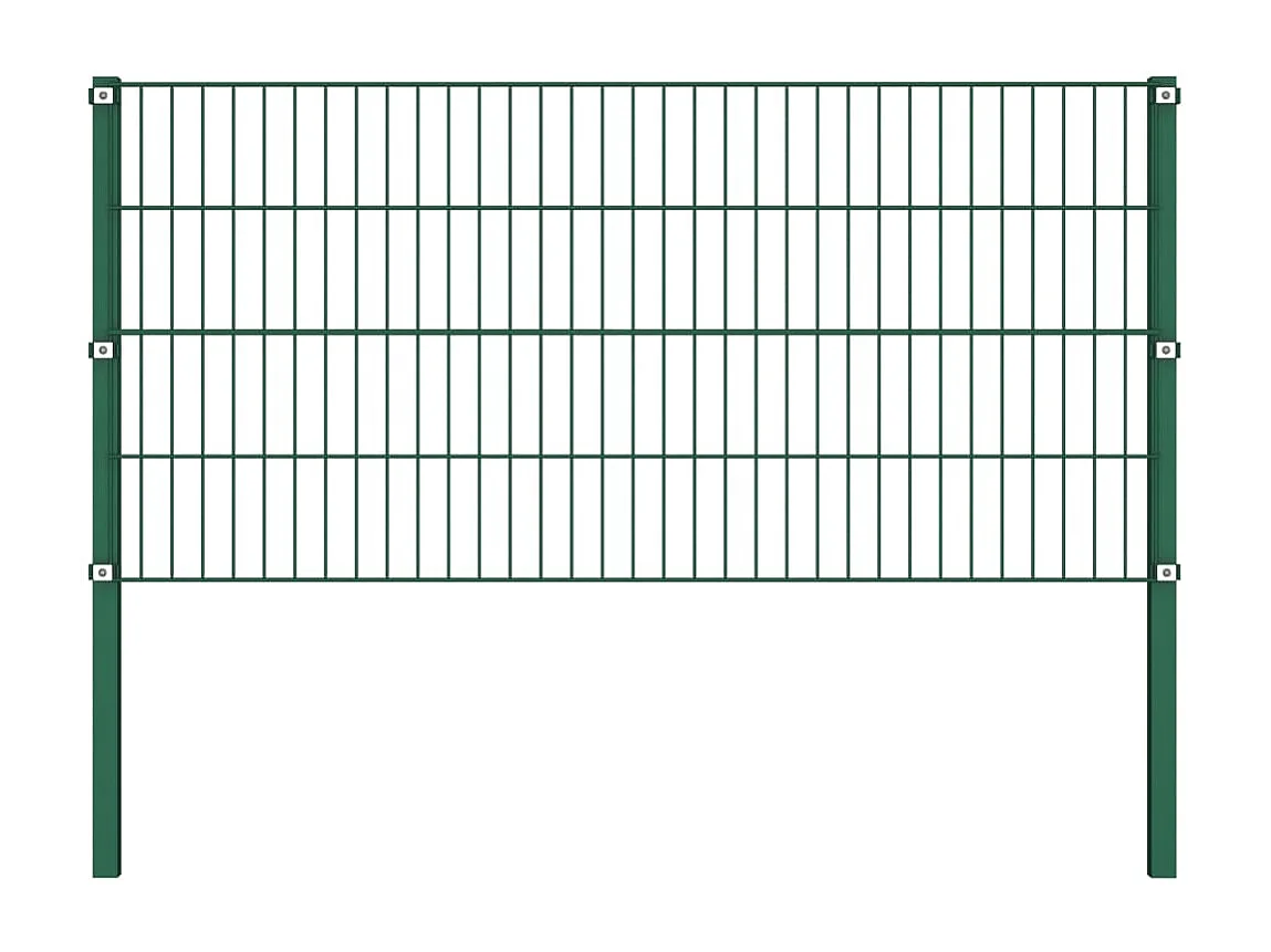 Panneau de clôture avec poteaux Fer 6,8 x 0,8 m Vert