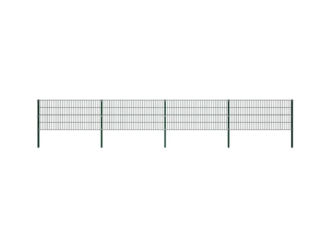 Panneau de clôture avec poteaux Fer 6,8 x 0,8 m Vert