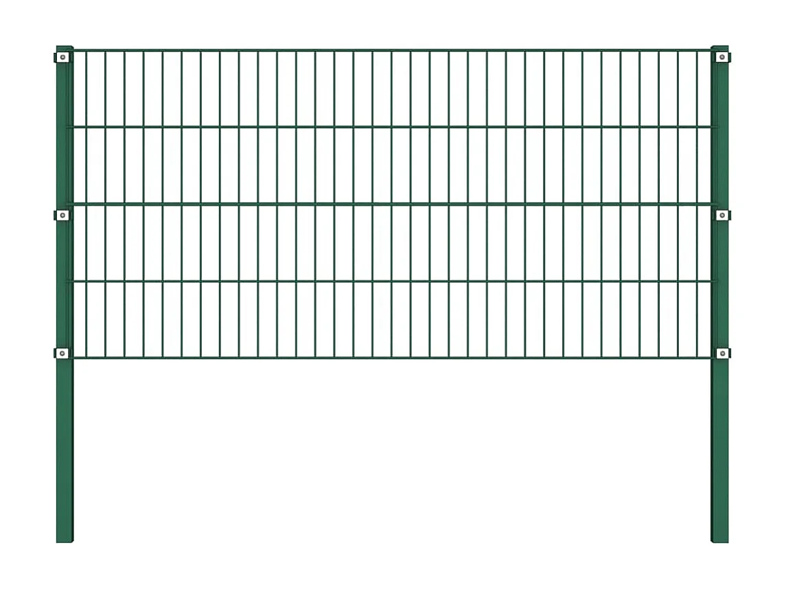 Panneau de clôture avec poteaux Fer 8,5 x 0,8 m Vert