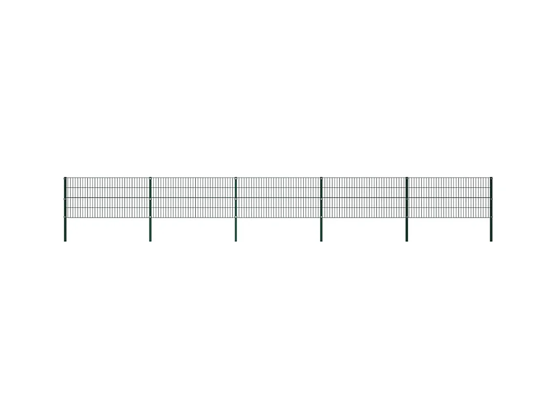 Panneau de clôture avec poteaux Fer 8,5 x 0,8 m Vert
