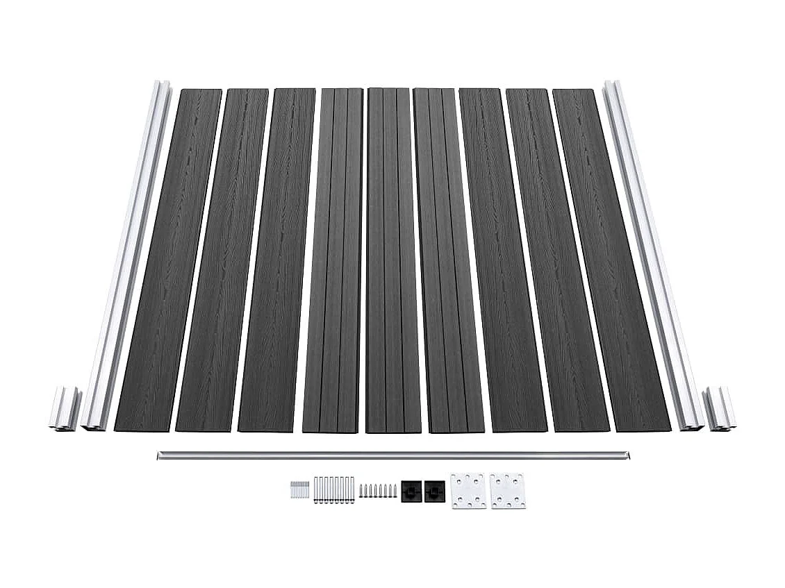 Ensemble de panneau de clôture WPC 1311x(105-186) cm Noir