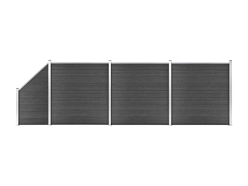 Ensemble de panneau de clôture WPC 619x(105-186) cm Noir