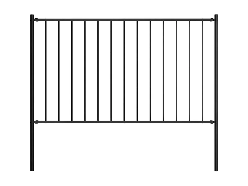 Panneau clôture et poteaux Acier enduit de poudre 1,7x1 m Noir