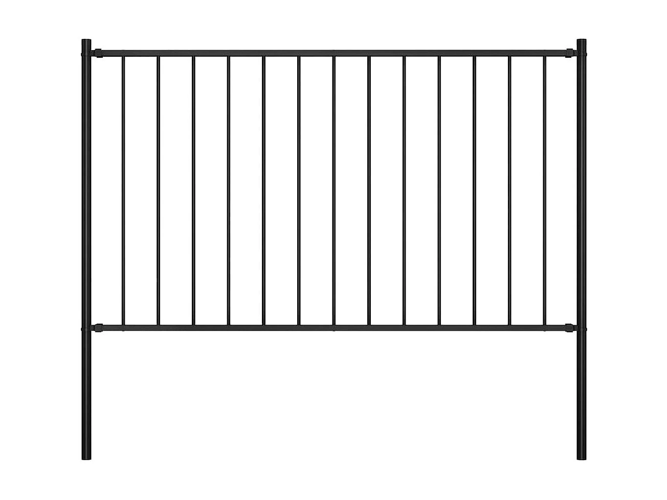 Panneau clôture et poteaux Acier enduit de poudre 1,7x1 m Noir