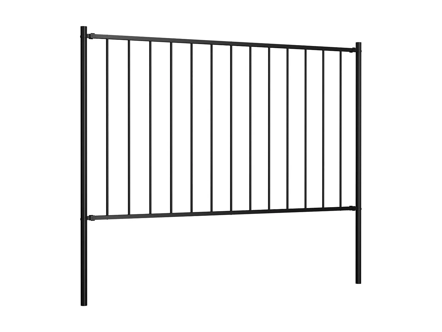 Panneau clôture et poteaux Acier enduit de poudre 1,7x1 m Noir