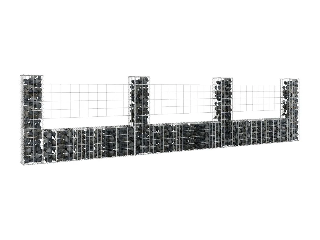 Panier de gabion en forme de U avec 4 poteaux Fer 380x20x100