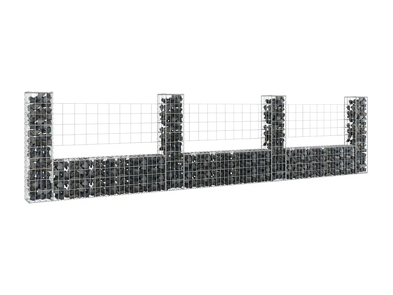 Panier de gabion en forme de U avec 4 poteaux Fer 380x20x100