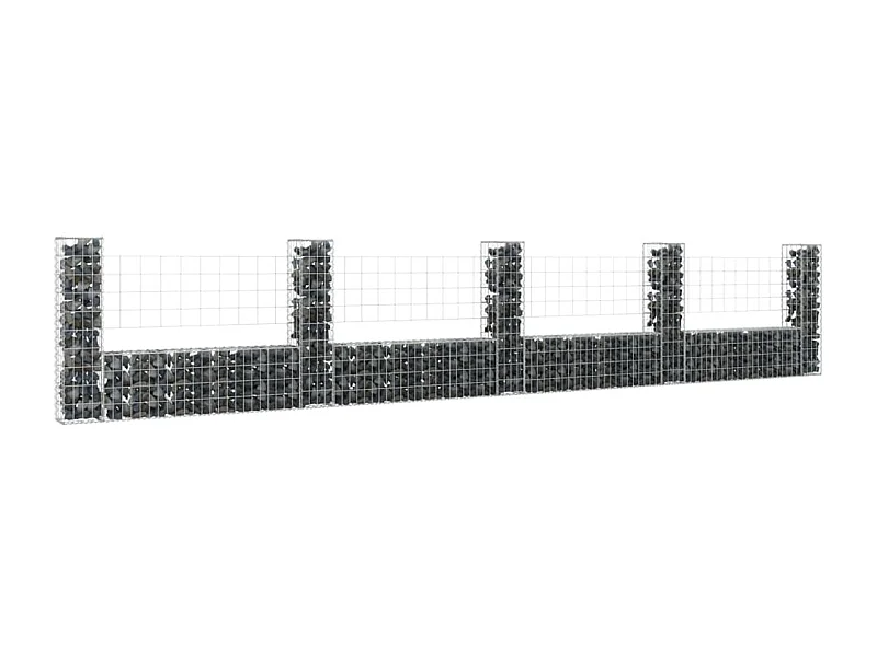 Panier de gabion en forme de U avec 5 poteaux Fer 500x20x100