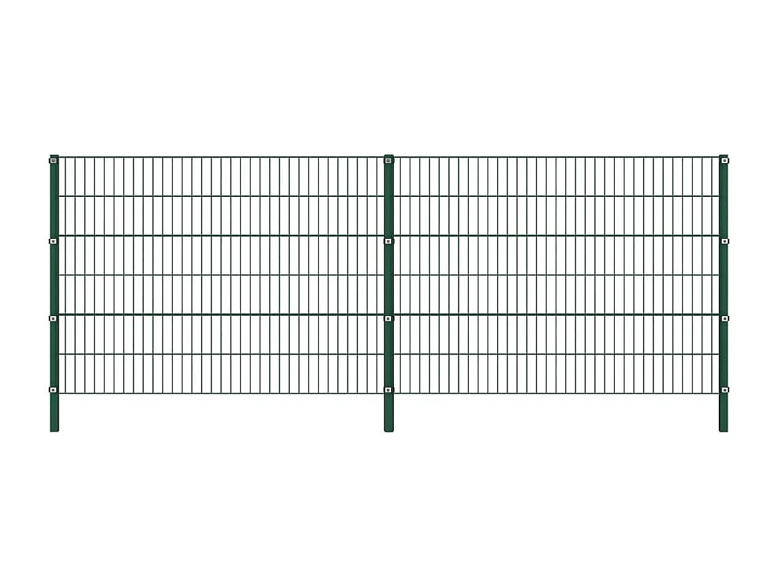 Panneau de clôture avec poteaux Fer 3,4 x 1,2 m Vert