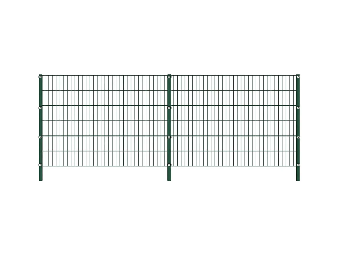 Panneau de clôture avec poteaux Fer 3,4 x 1,2 m Vert