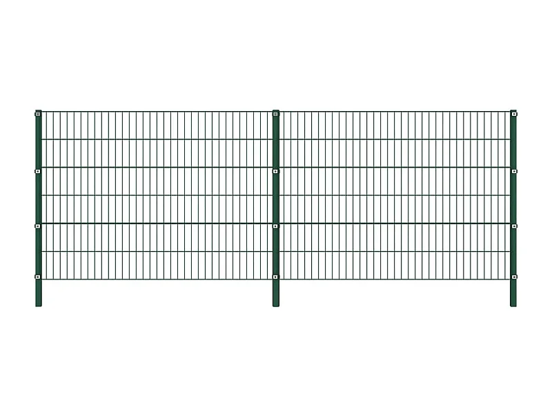 Panneau de clôture avec poteaux Fer 3,4 x 1,2 m Vert