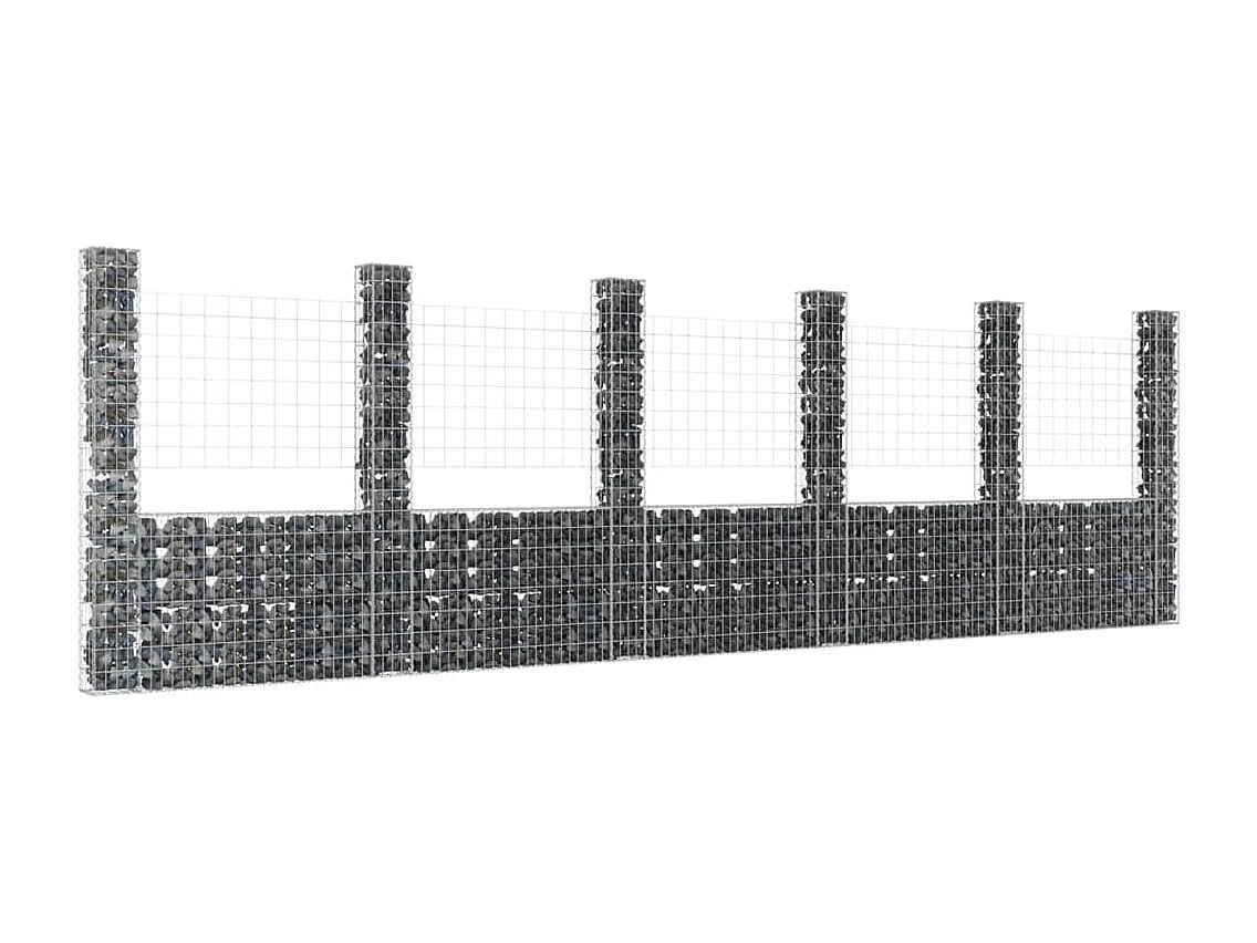 Panier de gabion en forme de U avec 6 poteaux Fer 620x20x200