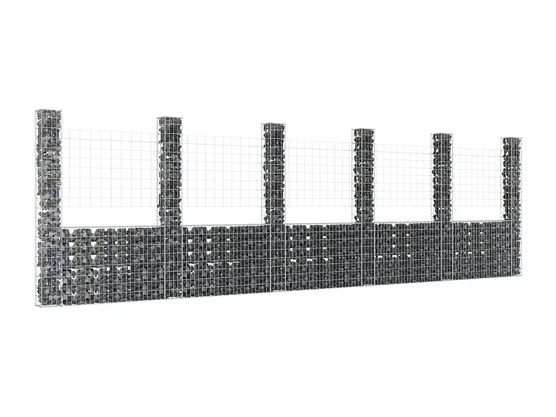 Panier de gabion en forme de U avec 6 poteaux Fer 620x20x200
