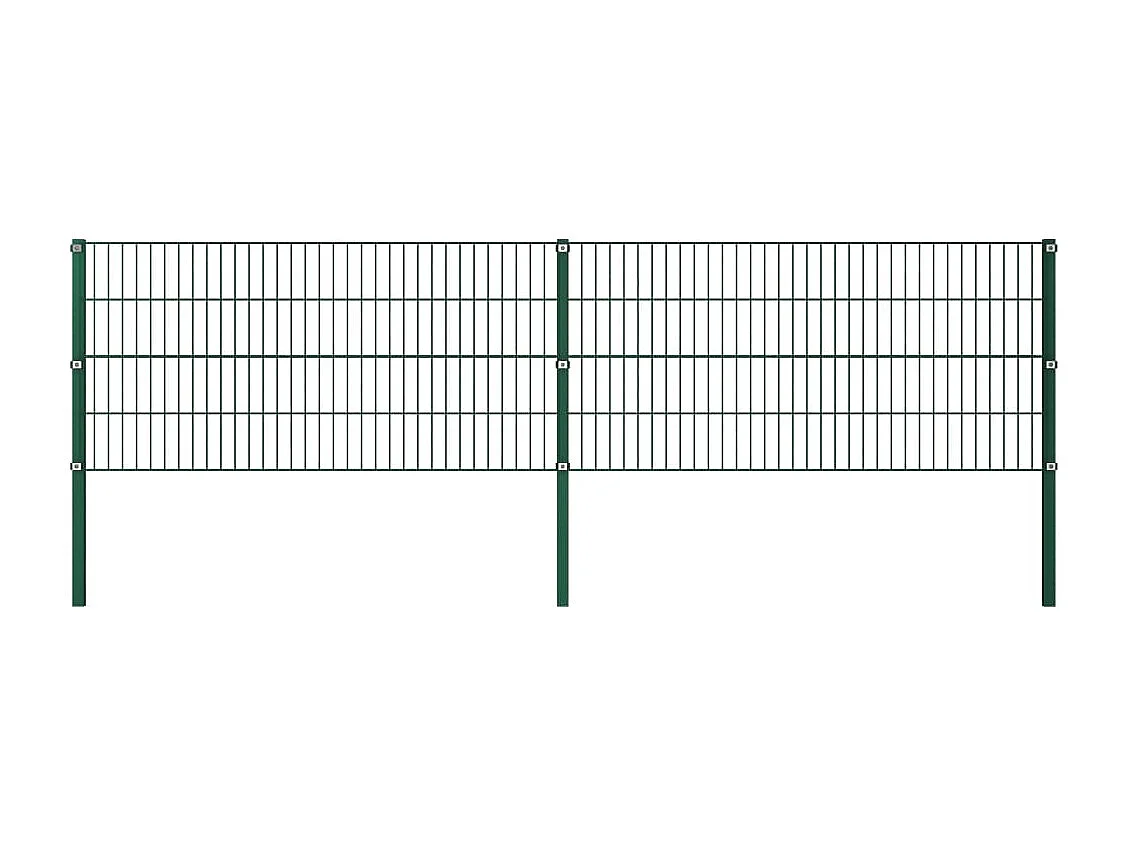 Panneau de clôture avec poteaux Fer 3,4 x 0,8 m Vert
