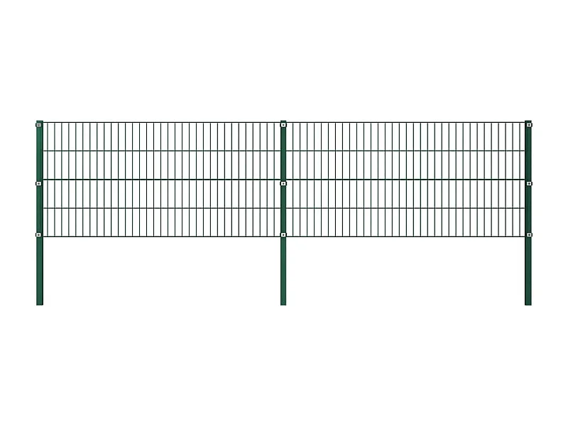 Panneau de clôture avec poteaux Fer 3,4 x 0,8 m Vert