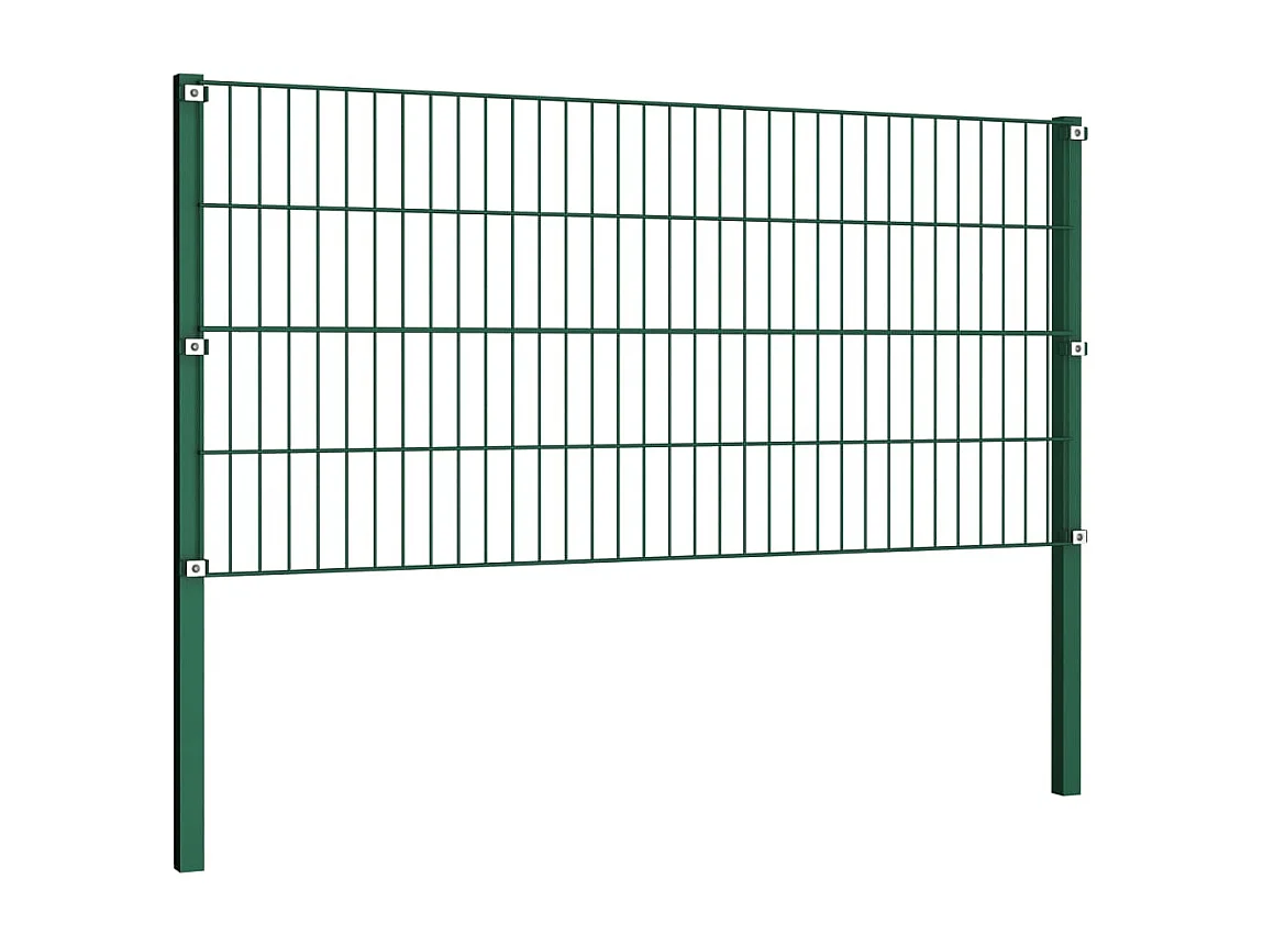 Panneau de clôture avec poteaux Fer 17 x 0,8 m Vert