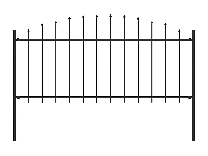 Clôture de jardin à dessus en lance Acier (0,5-0,75)x1,7 m Noir