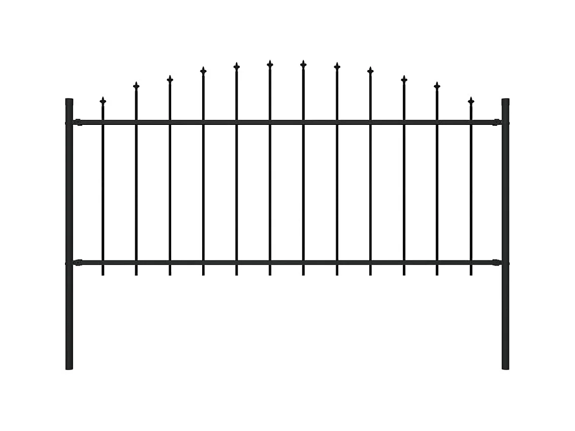 Clôture de jardin à dessus en lance Acier (0,5-0,75)x1,7 m Noir