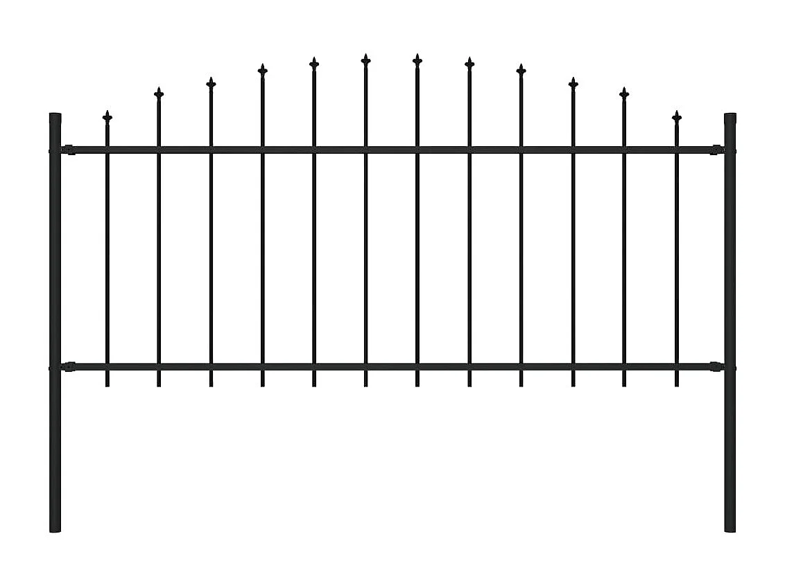 Clôture de jardin à dessus en lance Acier (0,5-0,75)x1,7 m Noir