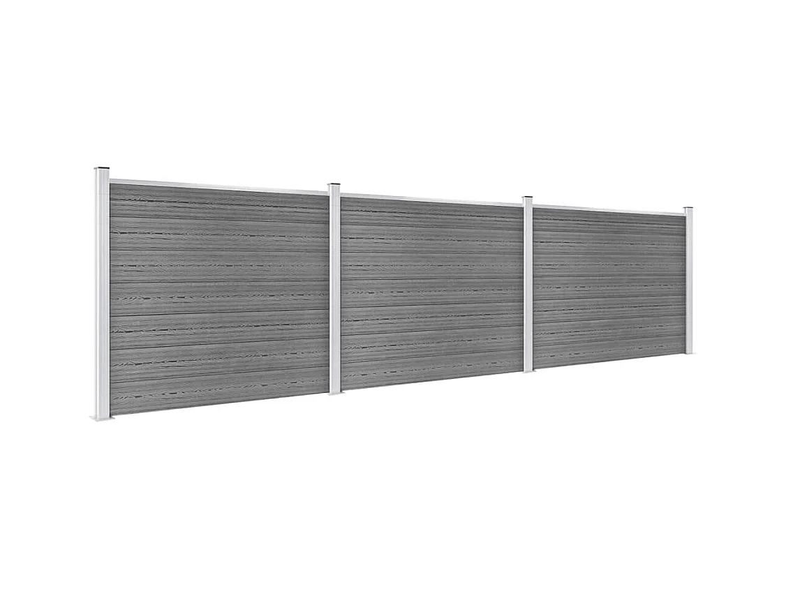 Ensemble de panneau de clôture WPC 526x146 Gris