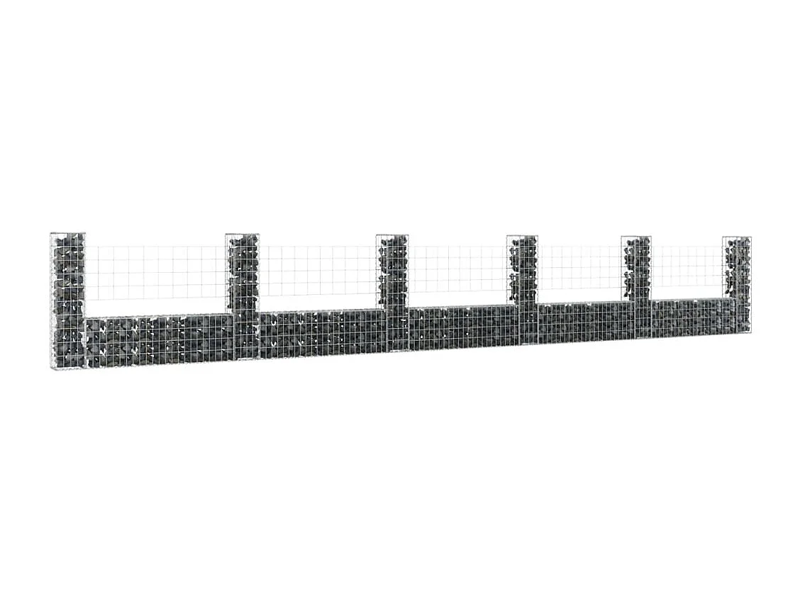 Panier de gabion en forme de U avec 6 poteaux Fer 620x20x100