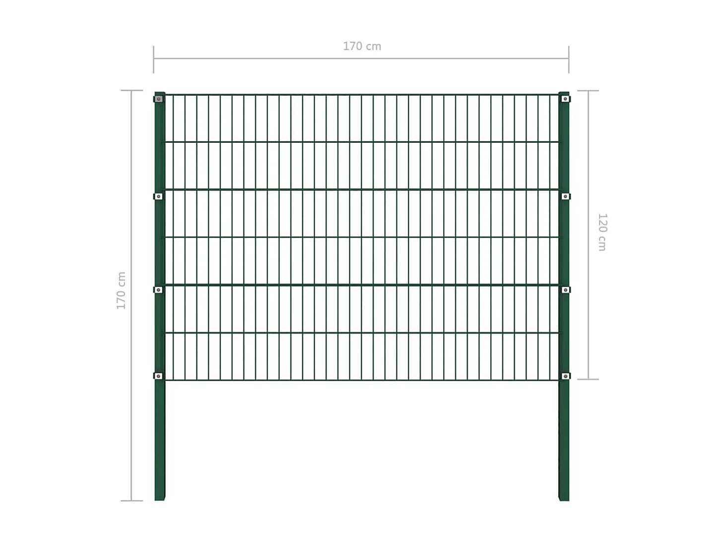 Panneau de clôture avec poteaux Fer 1,7 x 1,2 m Vert