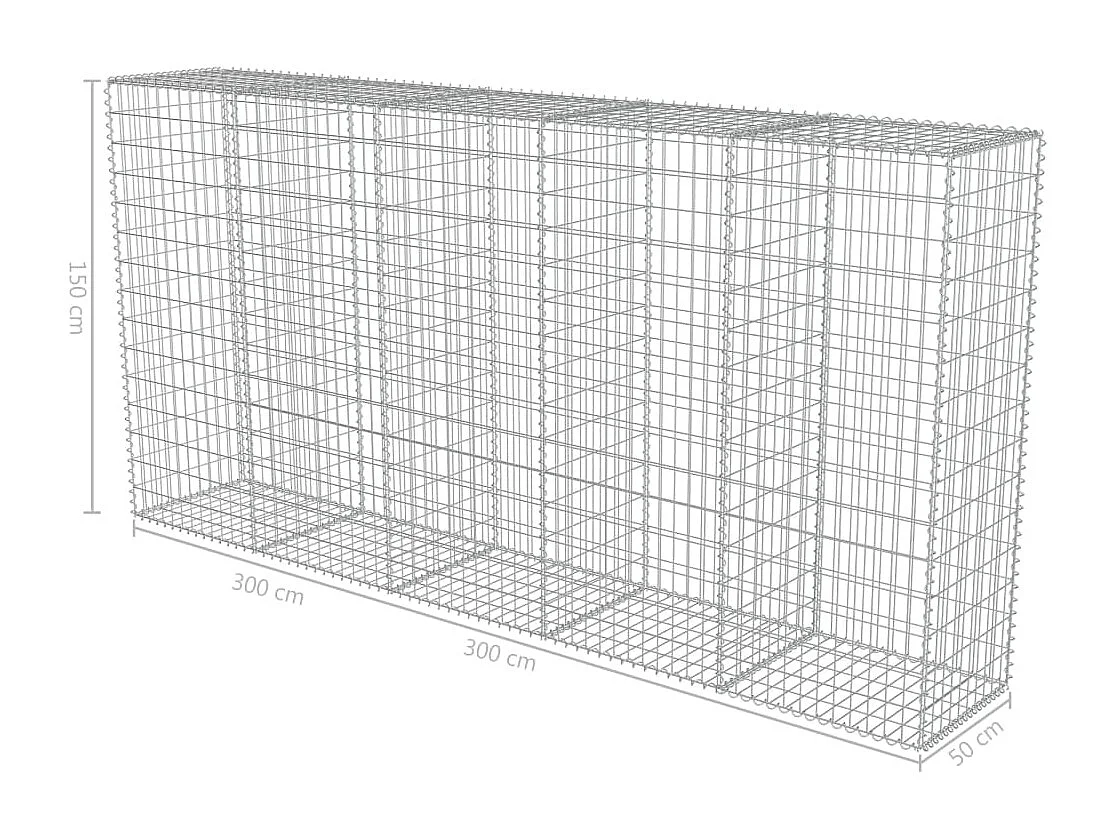 Mur en gabion avec couvercles Acier galvanisé 300 x 50x150