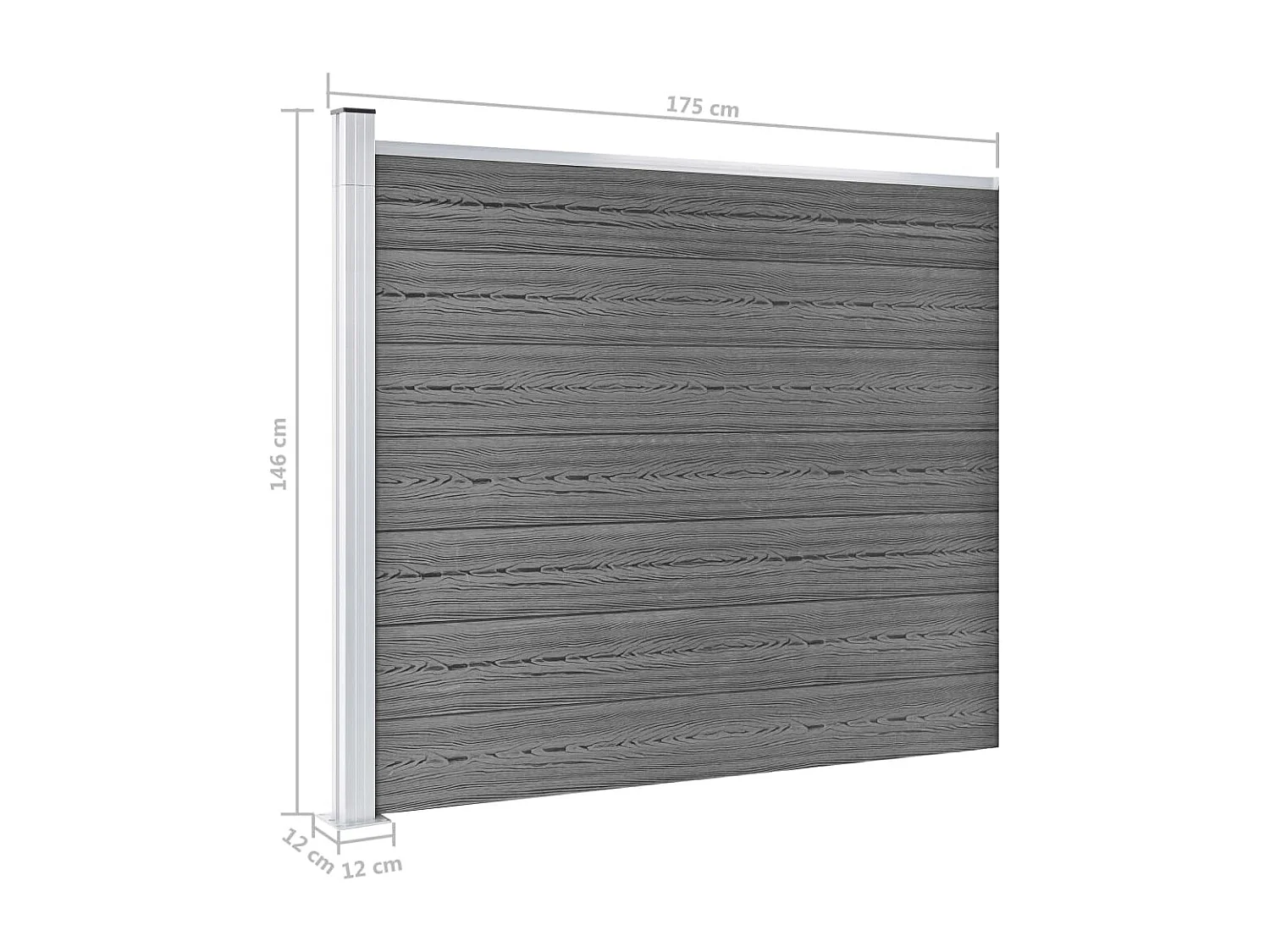 Panneau de clôture WPC 175x146 Gris